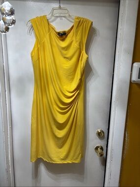 Catherine Malandrino Yellow Draped Midi Dress